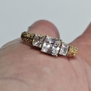 Vanna K 18K Gold Over Sterling CZ Cocktail Ring Size 11